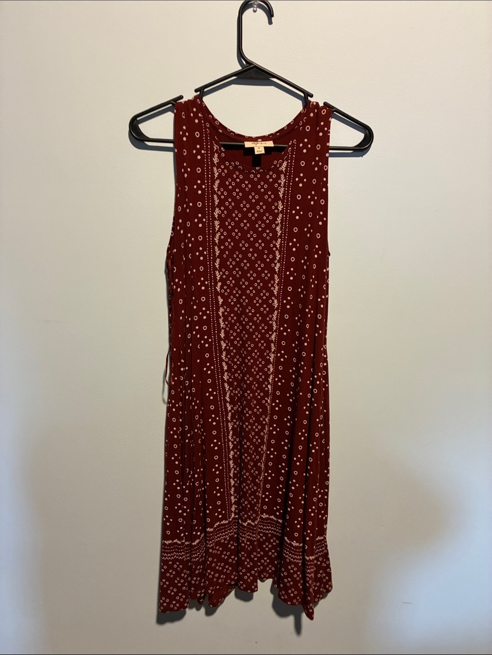 Style & Co. Maroon Bandana Print Sleeveless tunic dress. knee length